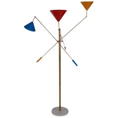 Midcentury Italian Modern Brass Trienalle Floor Lamp Attributed to Arredoluce