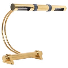 Midcentury Italian Modern Casella Lighting 1970s Tubular Brass Table Lamp
