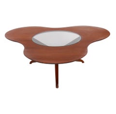 Midcentury Italian Modern Cocktail Table in Walnut and Glass by Mario Dal Fabbro