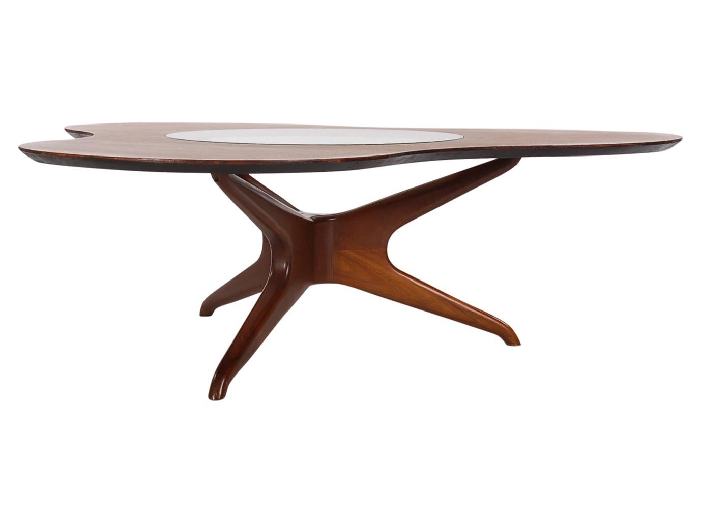 Mid-Century Modern Midcentury Italian Modern Cocktail Table in Walnut and Glass by Mario Dal Fabbro