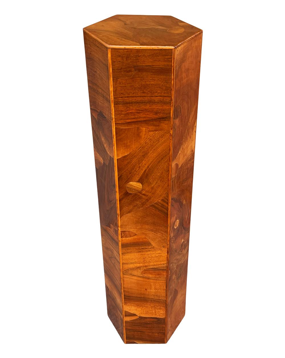 Midcentury Italian Modern Hexagonal Walnut Burl Pedestal or Side Table For Sale 3