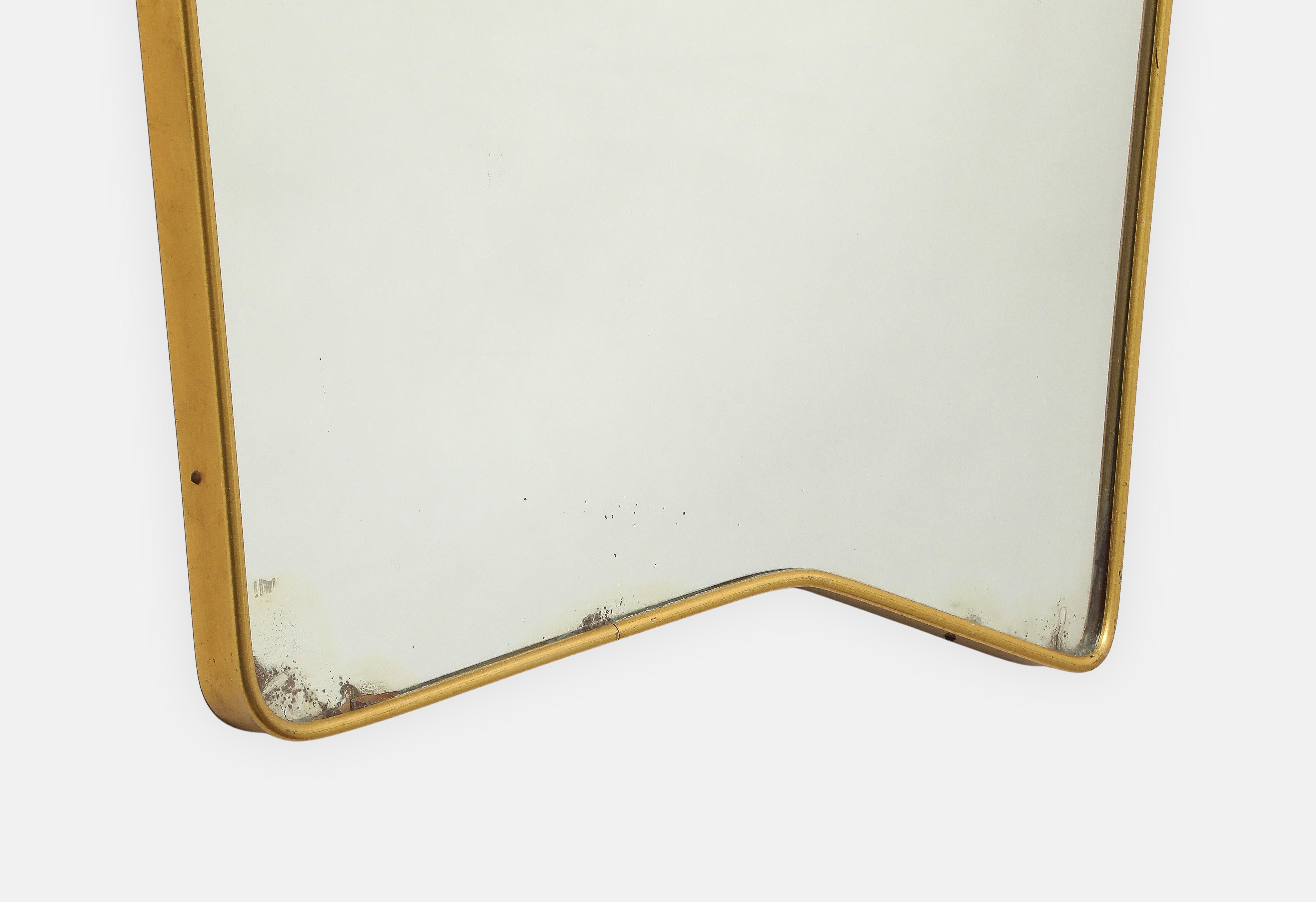 Asymmetrischer vergoldeter Metallspiegel der italienischen Moderne der Jahrhundertmitte im Angebot 4