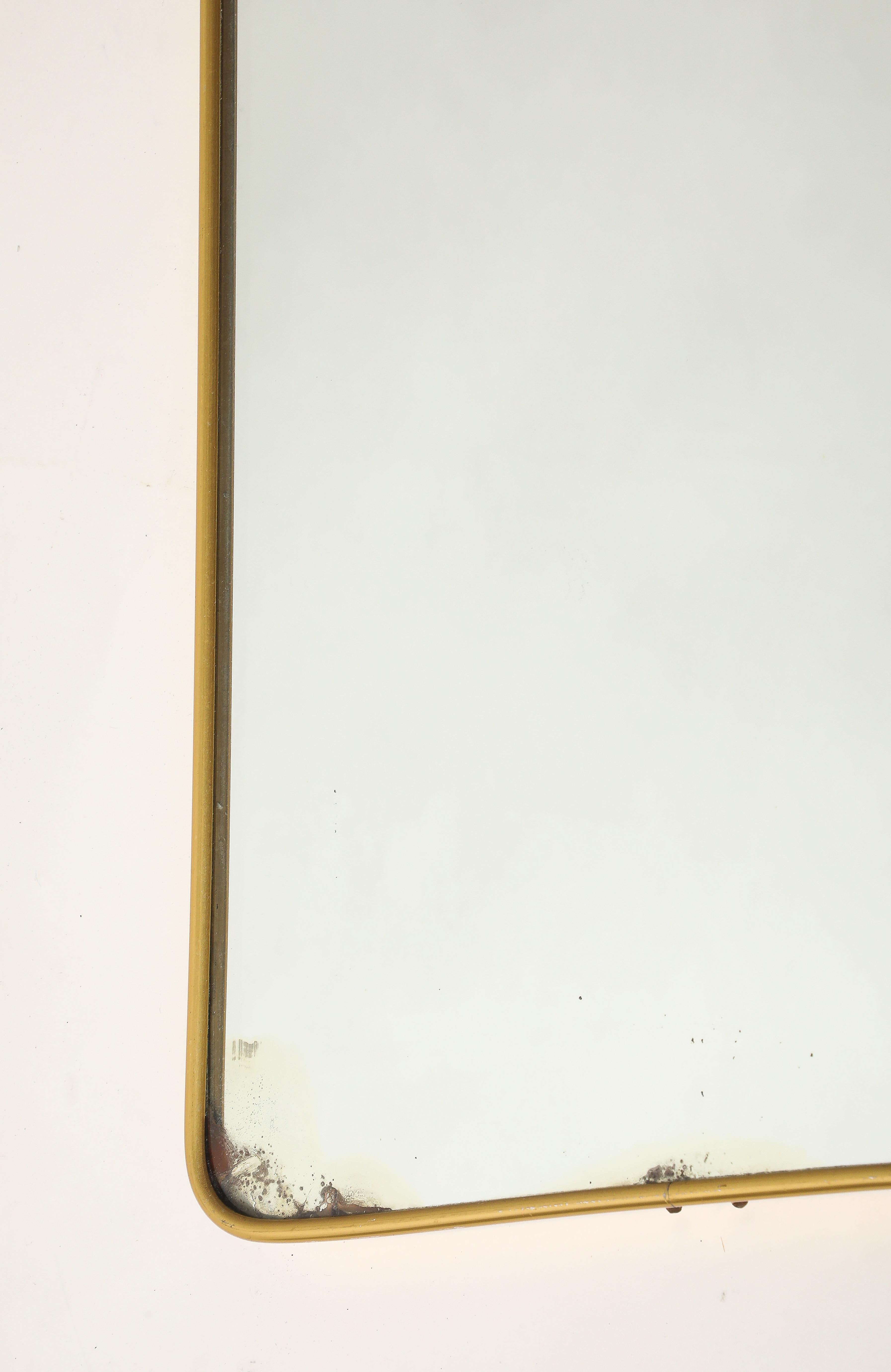 Asymmetrischer vergoldeter Metallspiegel der italienischen Moderne der Jahrhundertmitte im Angebot 5