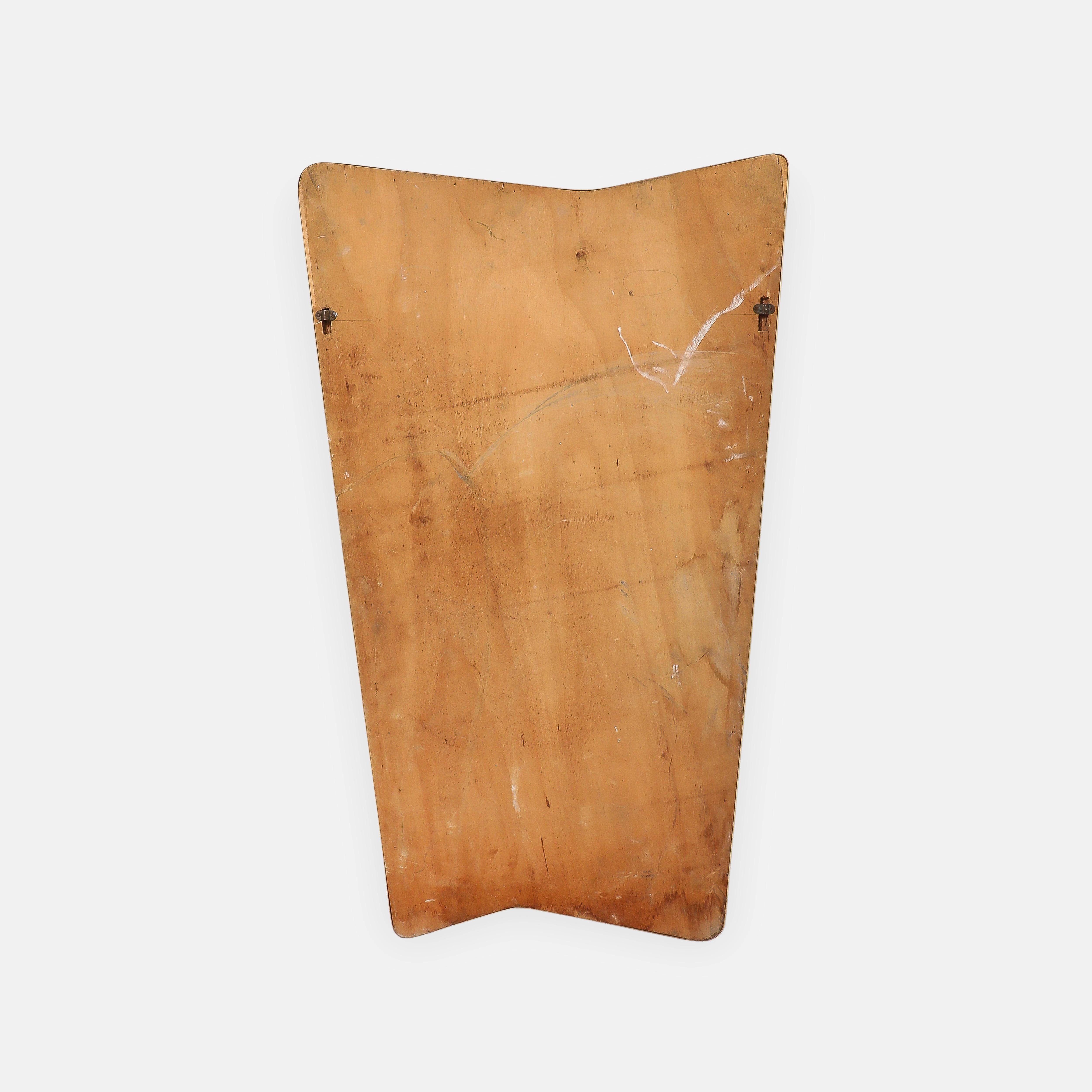 Asymmetrischer vergoldeter Metallspiegel der italienischen Moderne der Jahrhundertmitte im Angebot 7