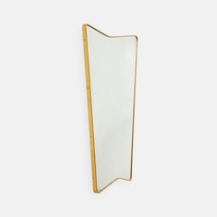 Midcentury Italian Large Modernist Asymmetrical Gilt Metal Wall Mirror, 1950s