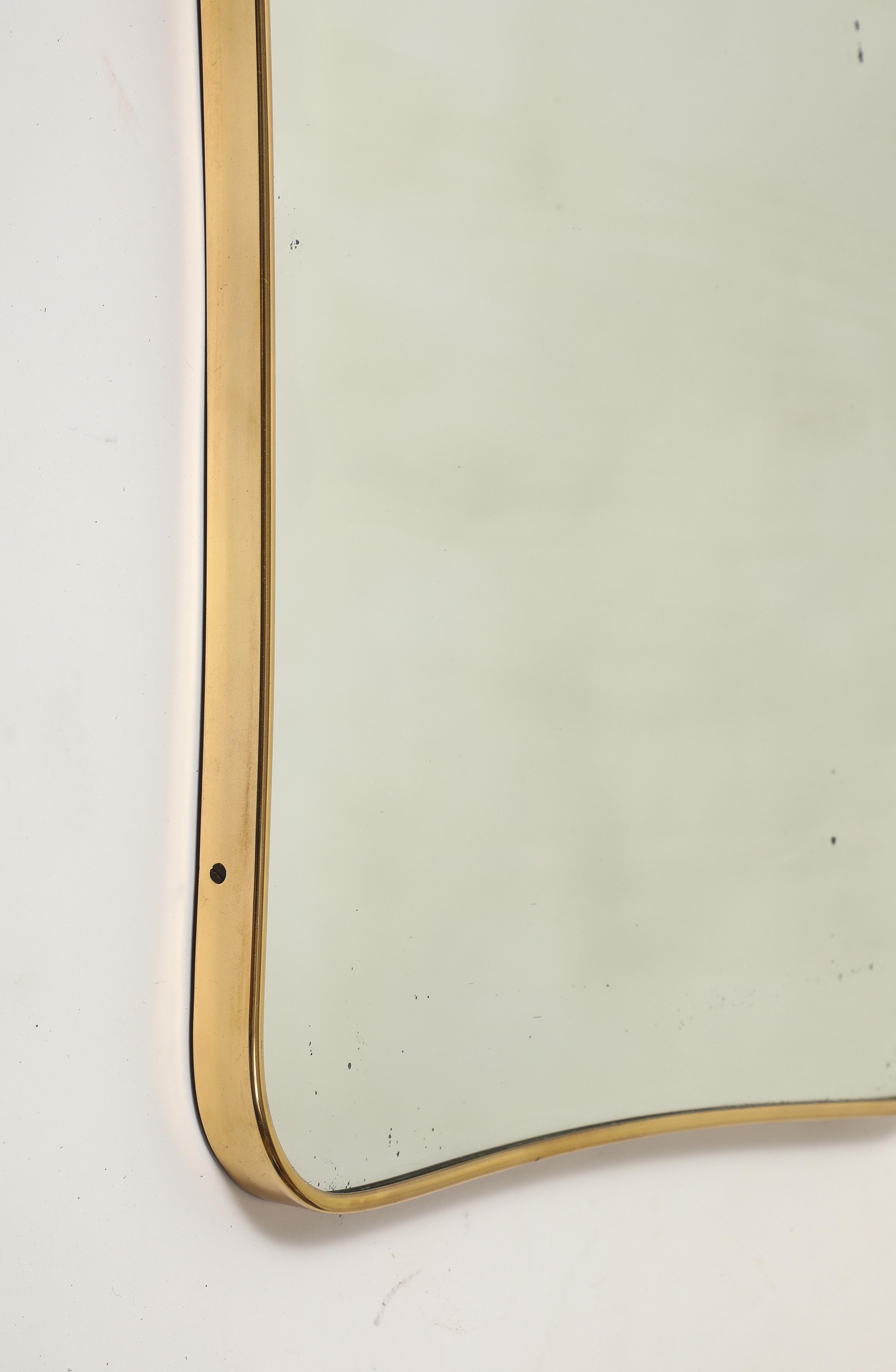 Miroir mural en forme de laiton, Italie moderne du milieu du siècle, années 1950 en vente 2