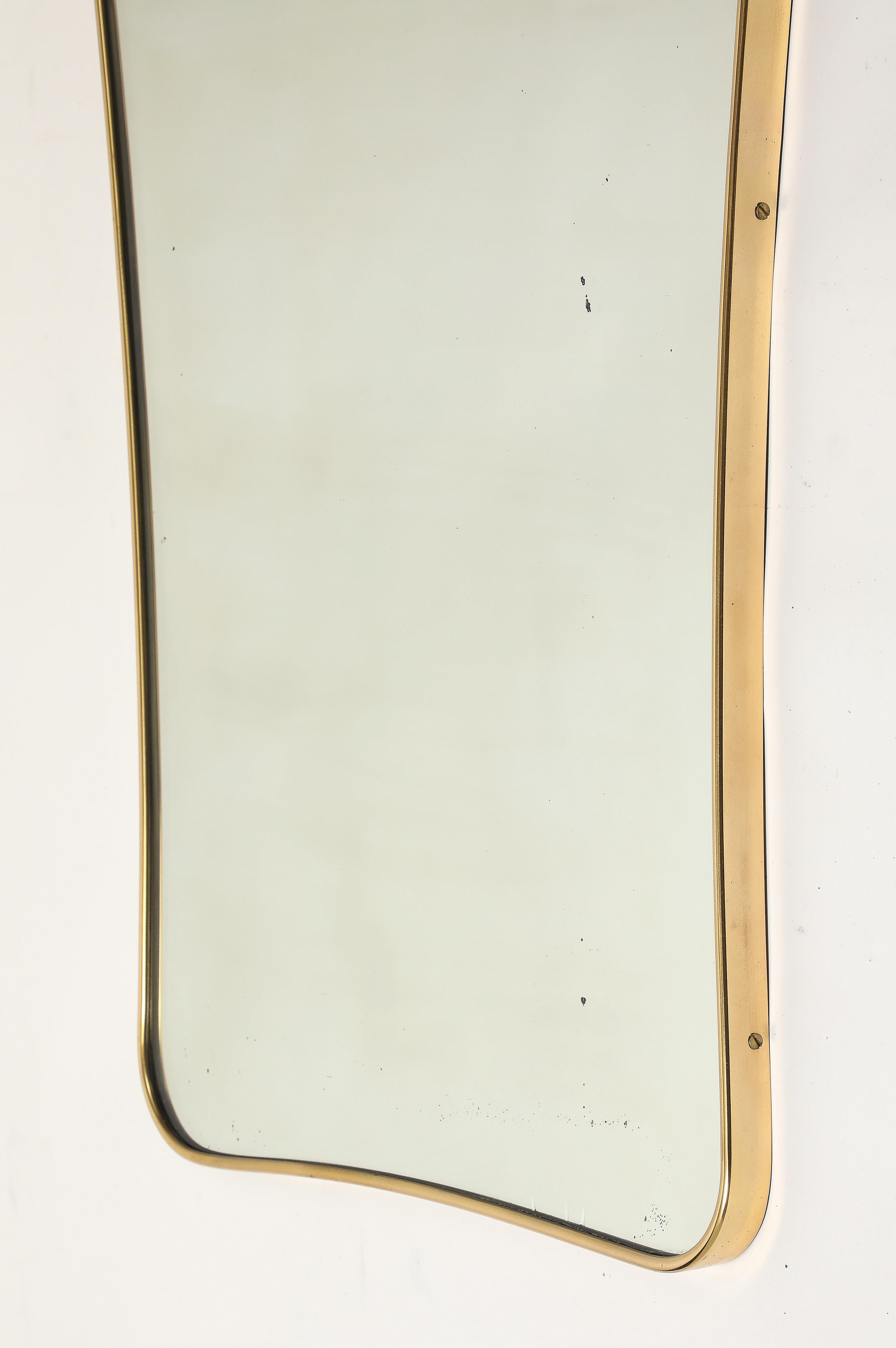 Miroir mural en forme de laiton, Italie moderne du milieu du siècle, années 1950 en vente 3