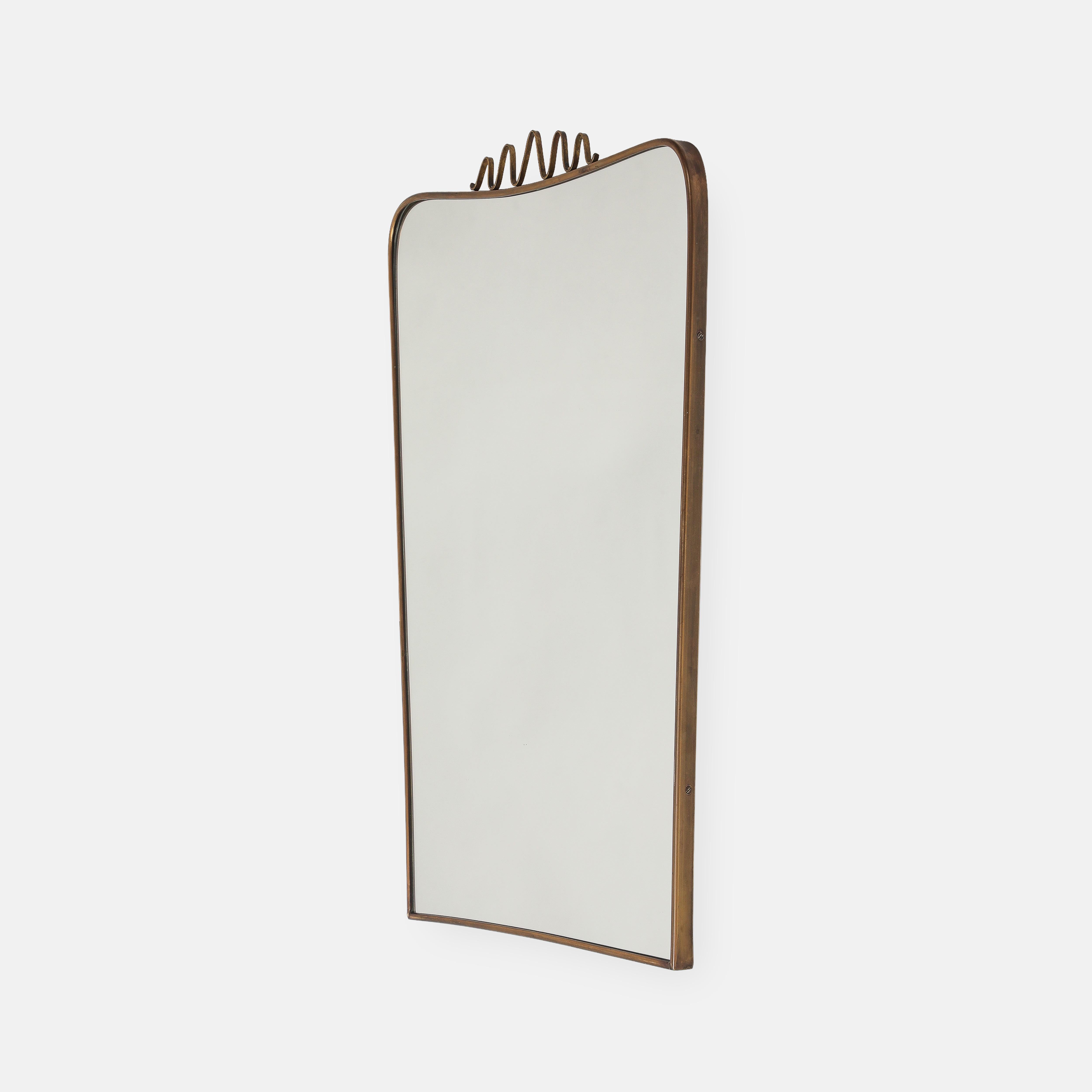 Mid-Century Modern Miroir mural en laiton moderniste italien du milieu du siècle, années 1960 en vente