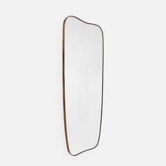 Midcentury Italian Modernist Grand Scale Shaped Brass Mirror, 1950s