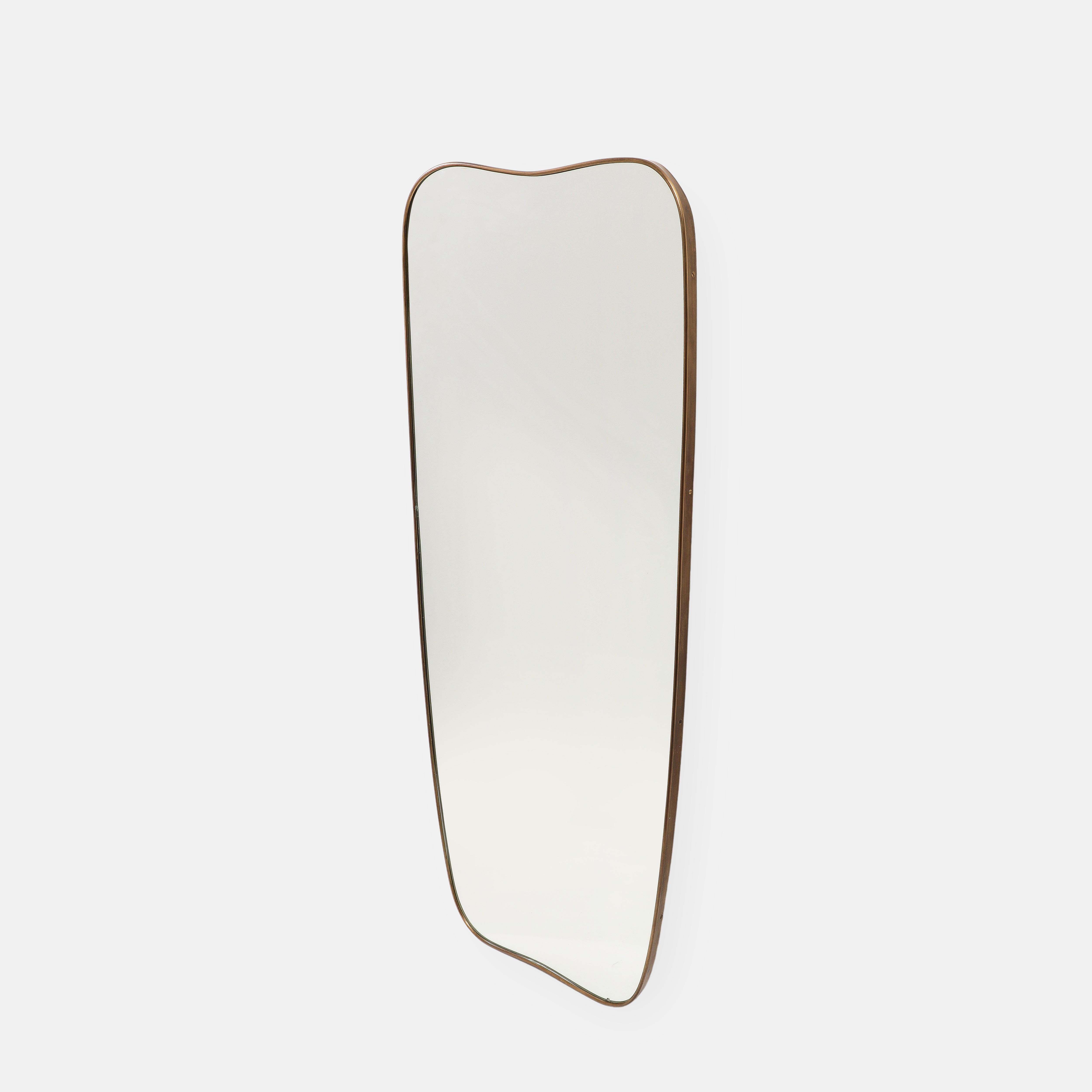 Mid-Century moderno Specchio in ottone a forma di scala grande del Modernismo italiano del Medioevo, anni '50 in vendita