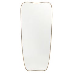 Midcentury Italian Modernist Grand Scale Shaped Brass Mirror, 1950s