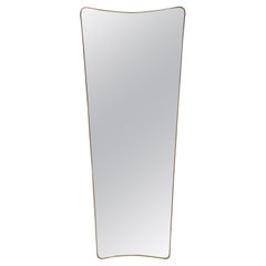 Antique Midcentury Italian Modernist Grand Scale Shaped Brass Wall Mirror, 1950s