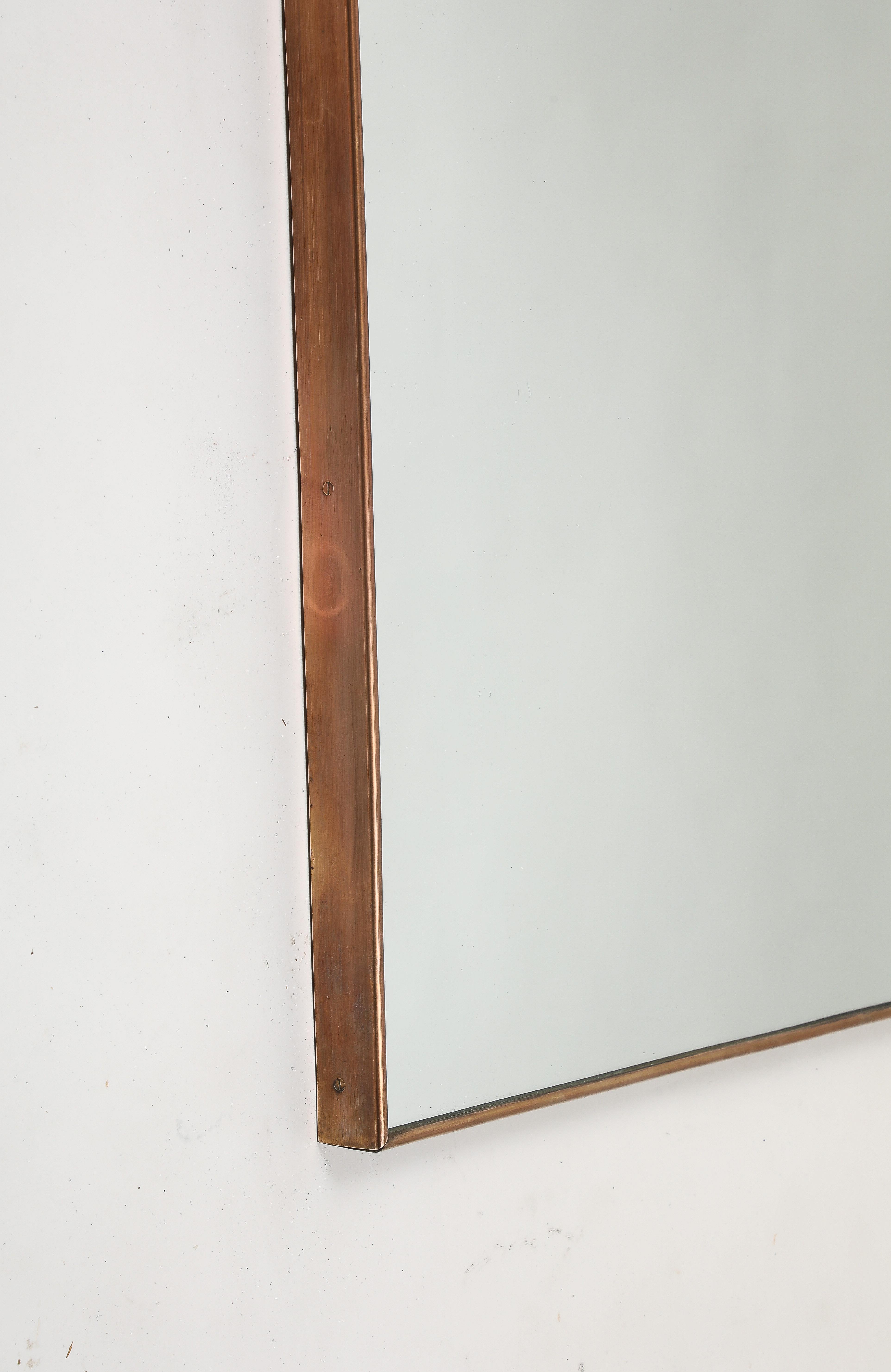 Midcentury Italian Modernist Large Shaped Brass Mirror 1950s For Sale 6