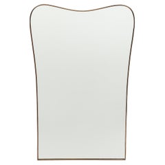 Midcentury Italian Modernist Large Shaped Brass Mirror 1950s