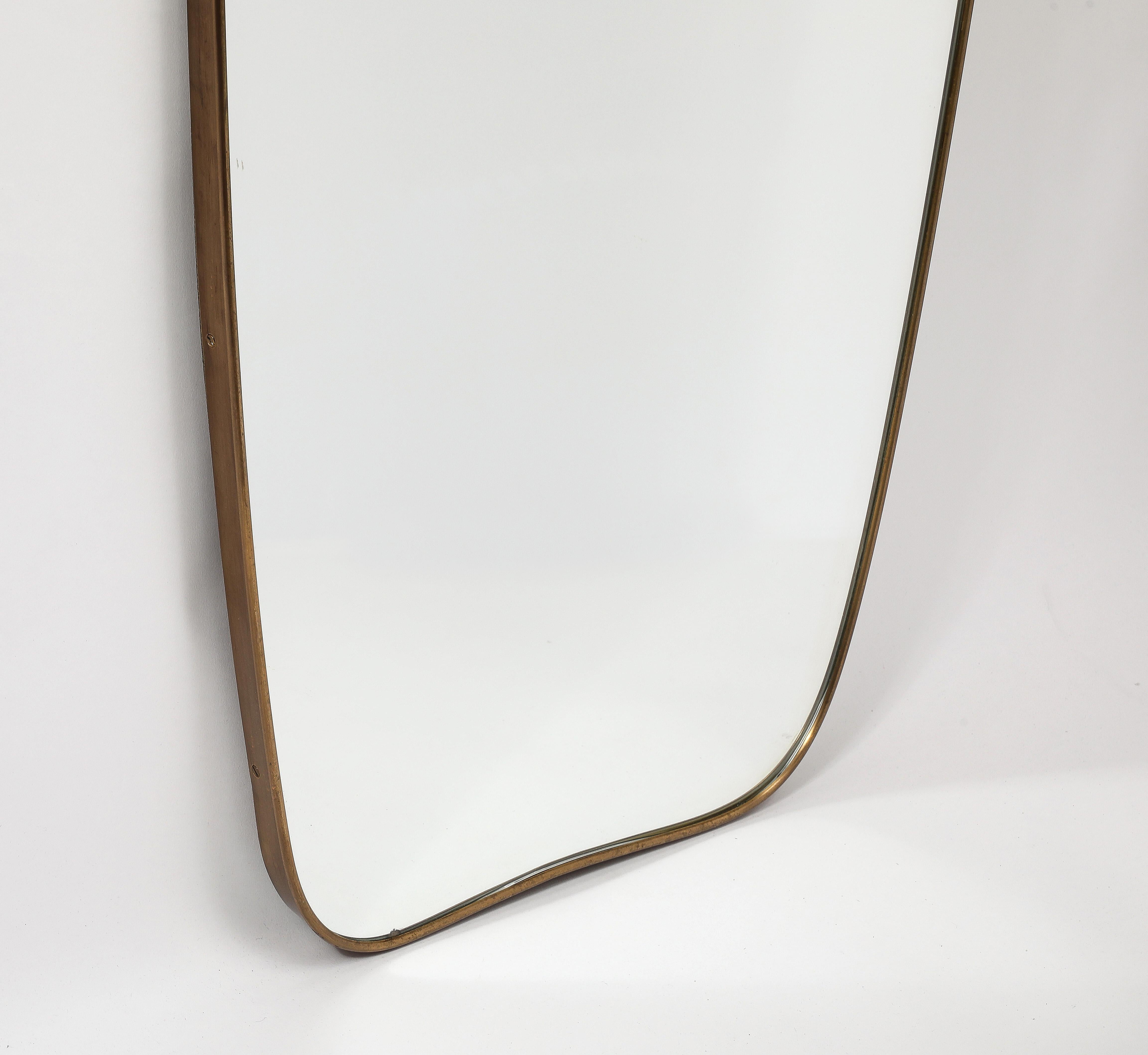 Midcentury Italian Modernist Pair of Grand Scale Shaped Brass Mirrors, 1950s For Sale 10