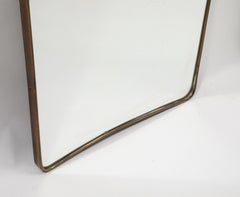 Midcentury Italian Modernist Pair of Grand Scale Shaped Brass Mirrors, 1950s