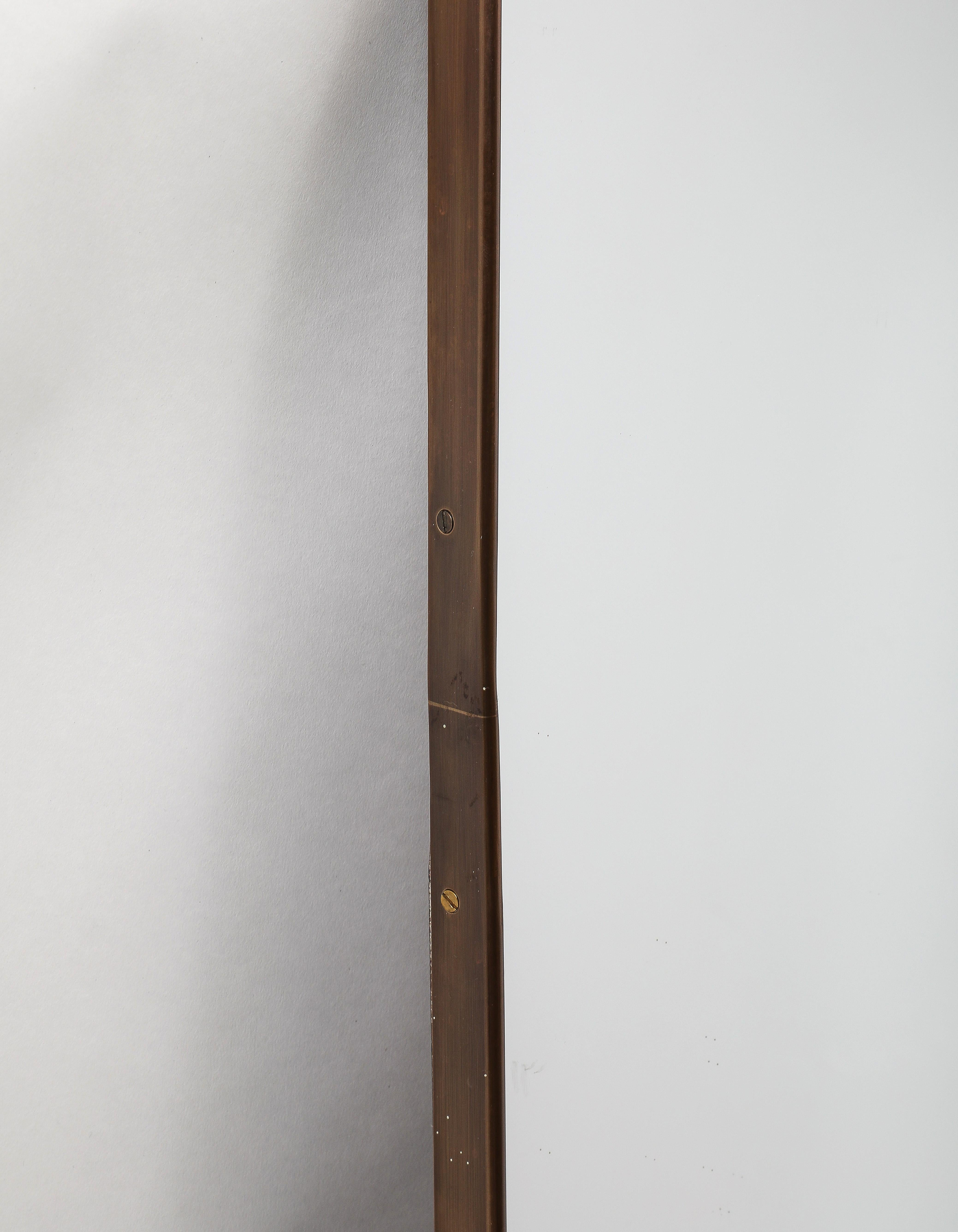 Mid-20th Century Midcentury Italian Modernist Pair of Grand Scale Shaped Brass Mirrors, 1950s For Sale