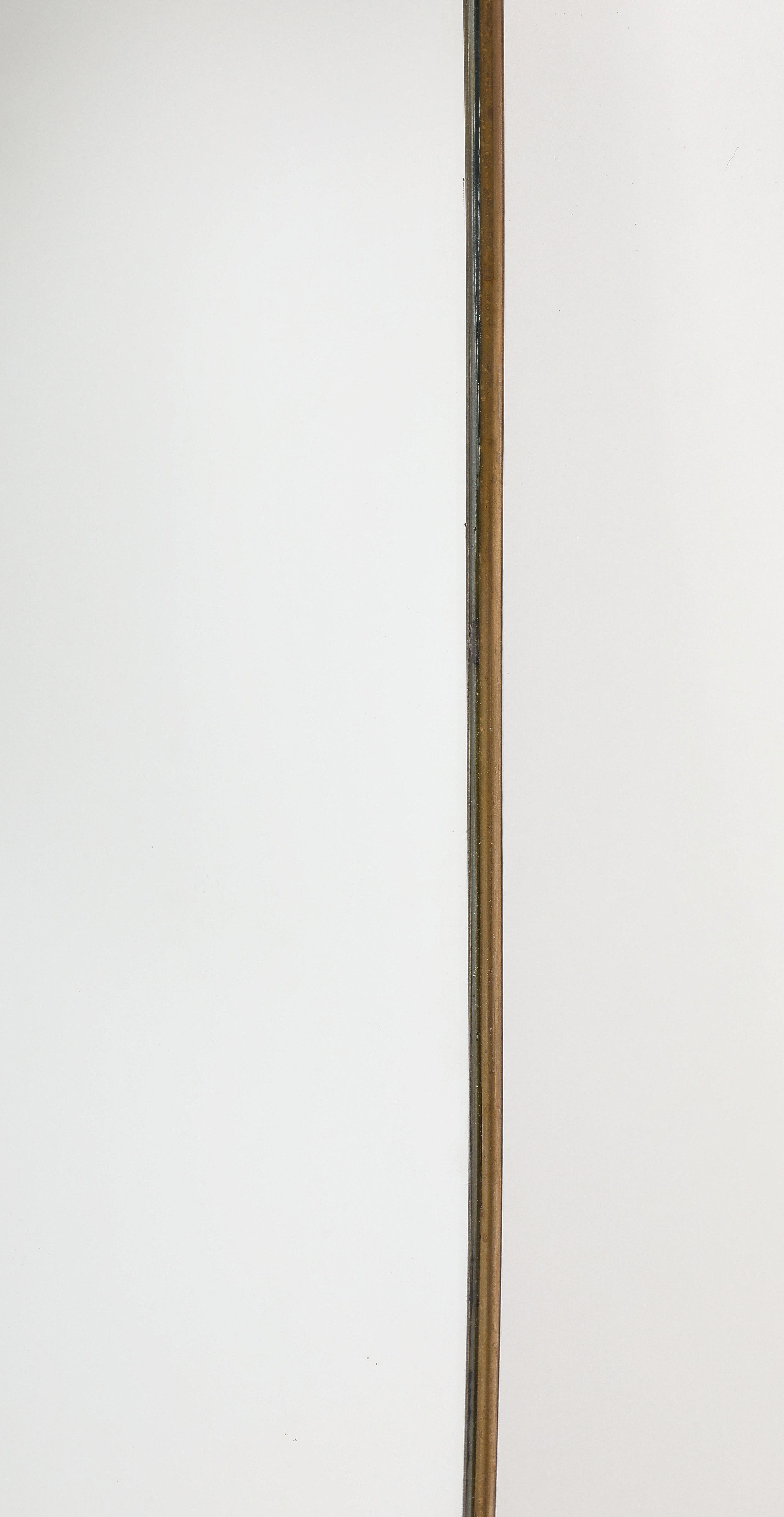 Midcentury Italian Modernist Pair of Grand Scale Shaped Brass Mirrors, 1950s For Sale 2
