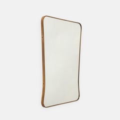 Midcentury Italian Modernist Rectangular Shaped Brass Wall Mirror 1950s