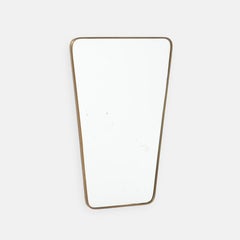 Midcentury Italian Modernist Shaped Brass Wall Mirror, 1950s