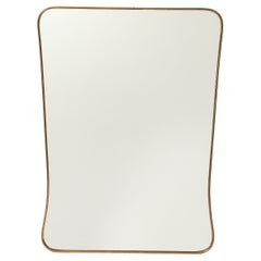 Midcentury Italian Modernist Shaped Brass Wall Mirror 1950s