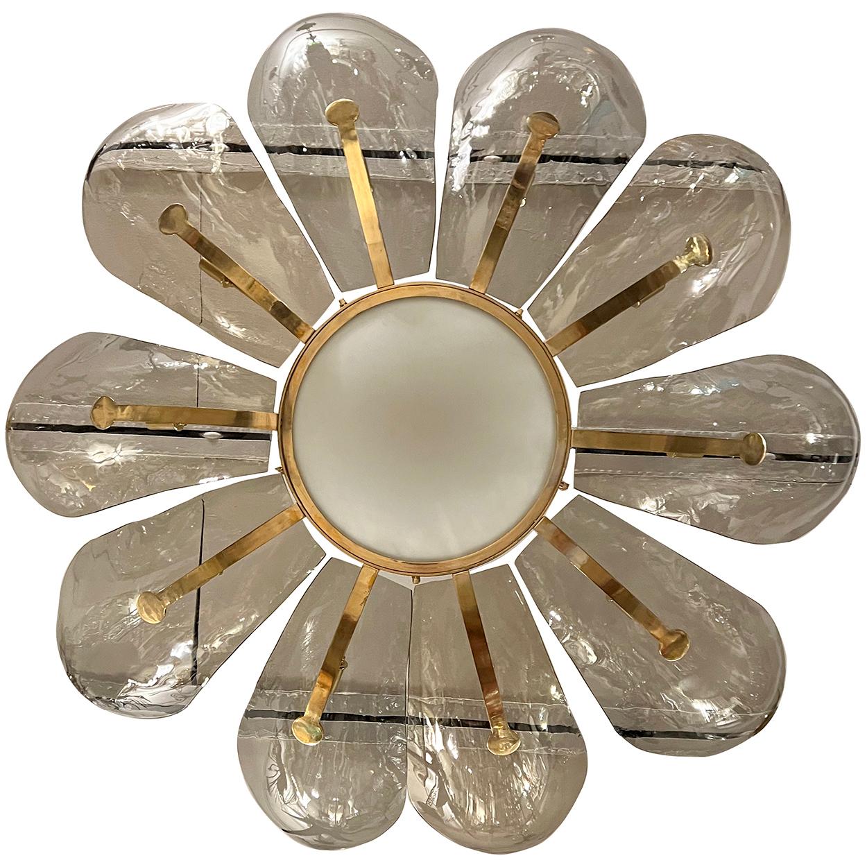 Midcentury Italian Molded Glass Light Fixture In Good Condition For Sale In New York, NY