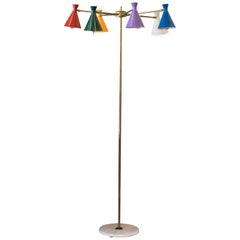 Midcentury Italian Multi Arm Floor Lamp in the Manner of Arteluce
