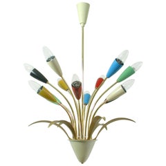 Midcentury Italian Multi-Color 12-Light Sputnik Chandelier by Arredoluce, 1950s