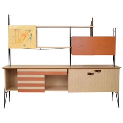 Midcentury Italian Multi-Color Sideboard Ico Parisi Style, Paolo di Poli enamels