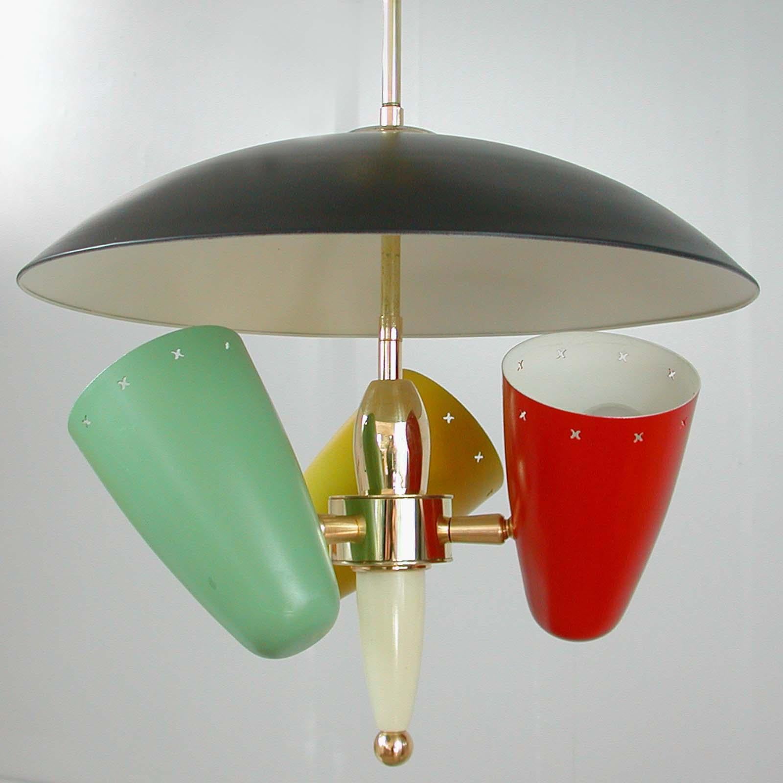 Midcentury Italian Multi-Color Chandelier, 1950s For Sale 3