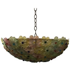 Midcentury Italian Murano Art Glass Bunch of Flowers Ceiling Light, circa 1940