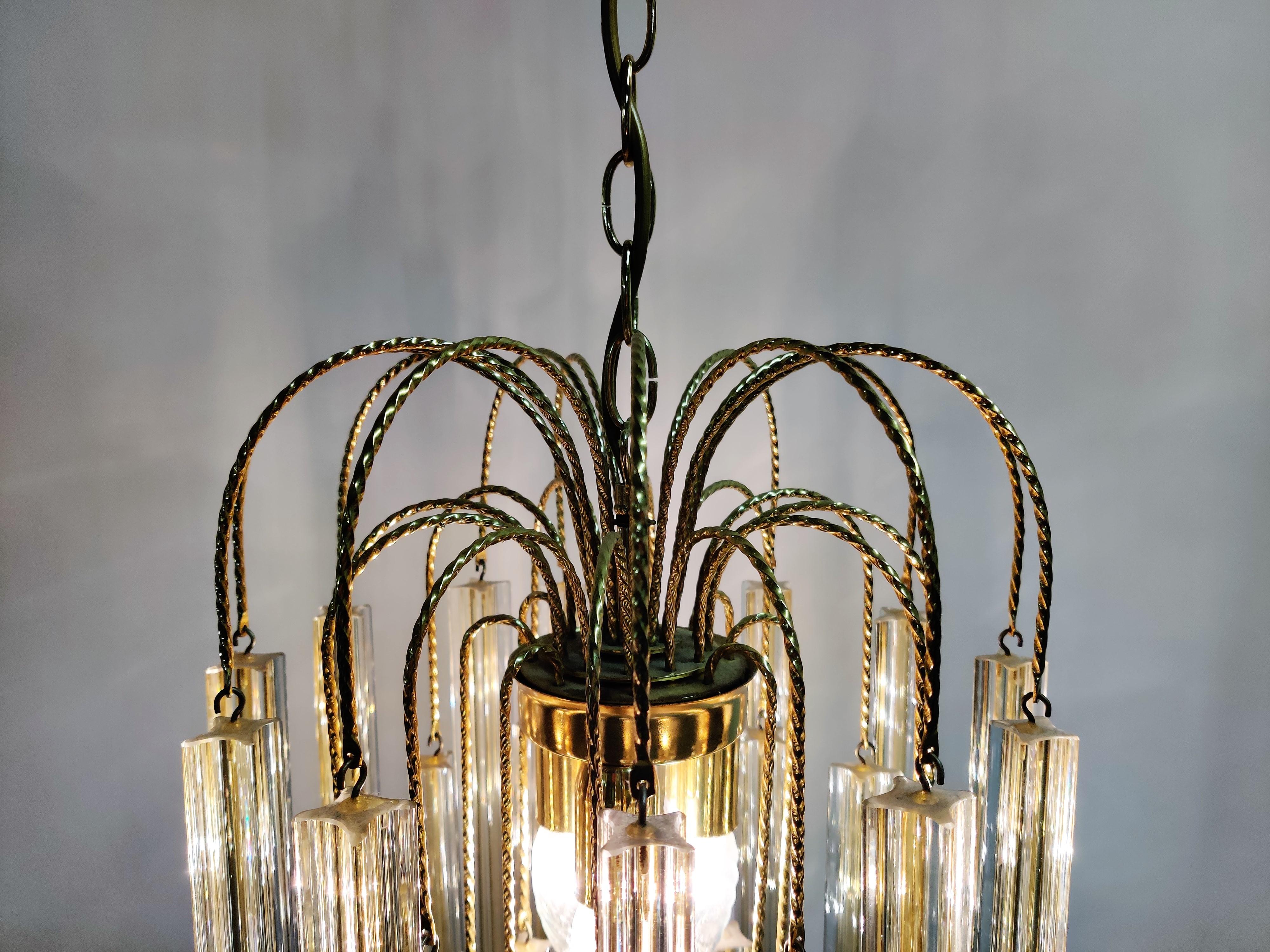 Midcentury Italian Murano by Paolo Venini White and Yellow Crystal Chandelier 5
