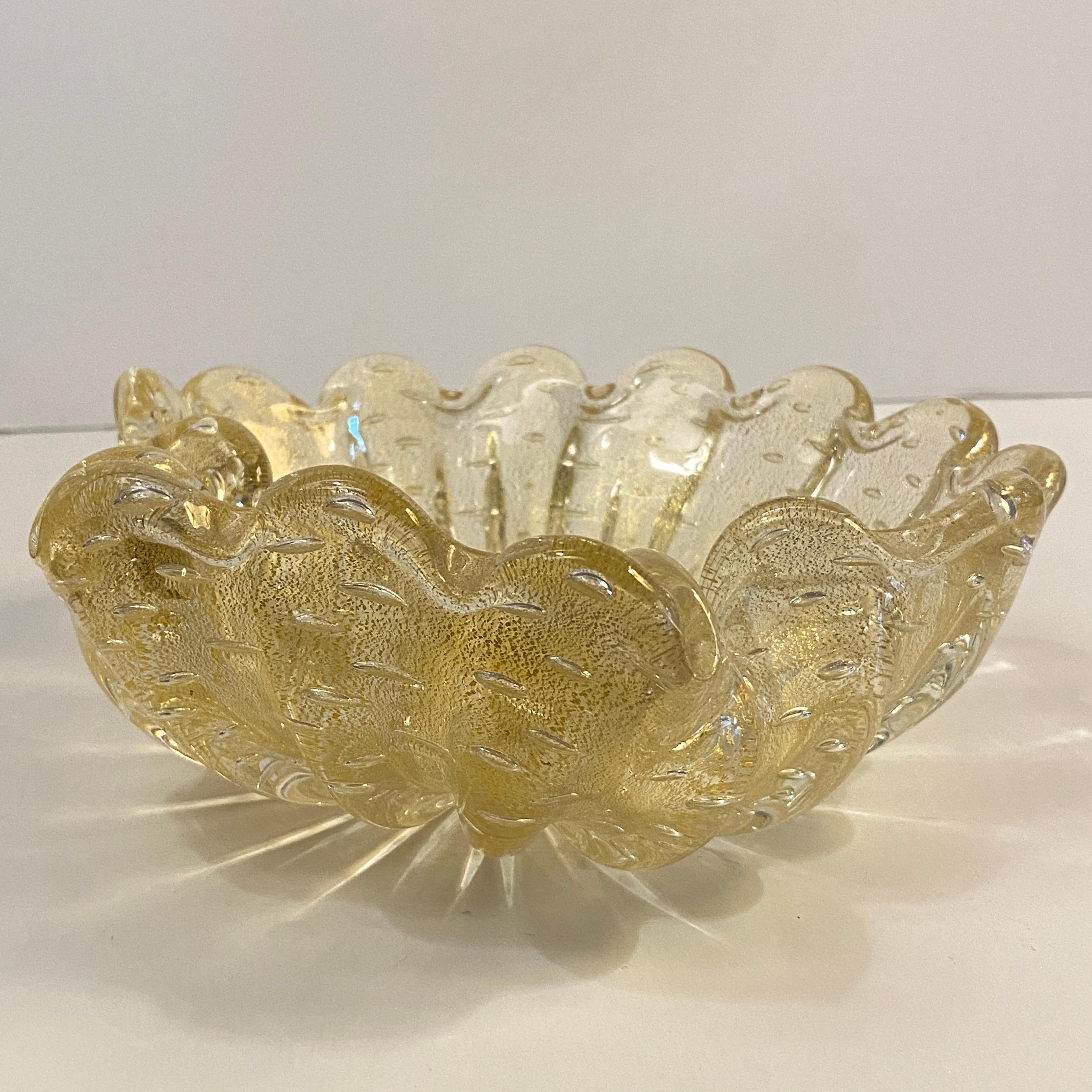 Midcentury Italian Murano Champagne Art Glass Clamshell Dish For Sale 7