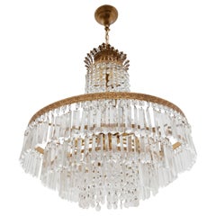 Midcentury Italian Murano Crystal Waterfall Chandelier