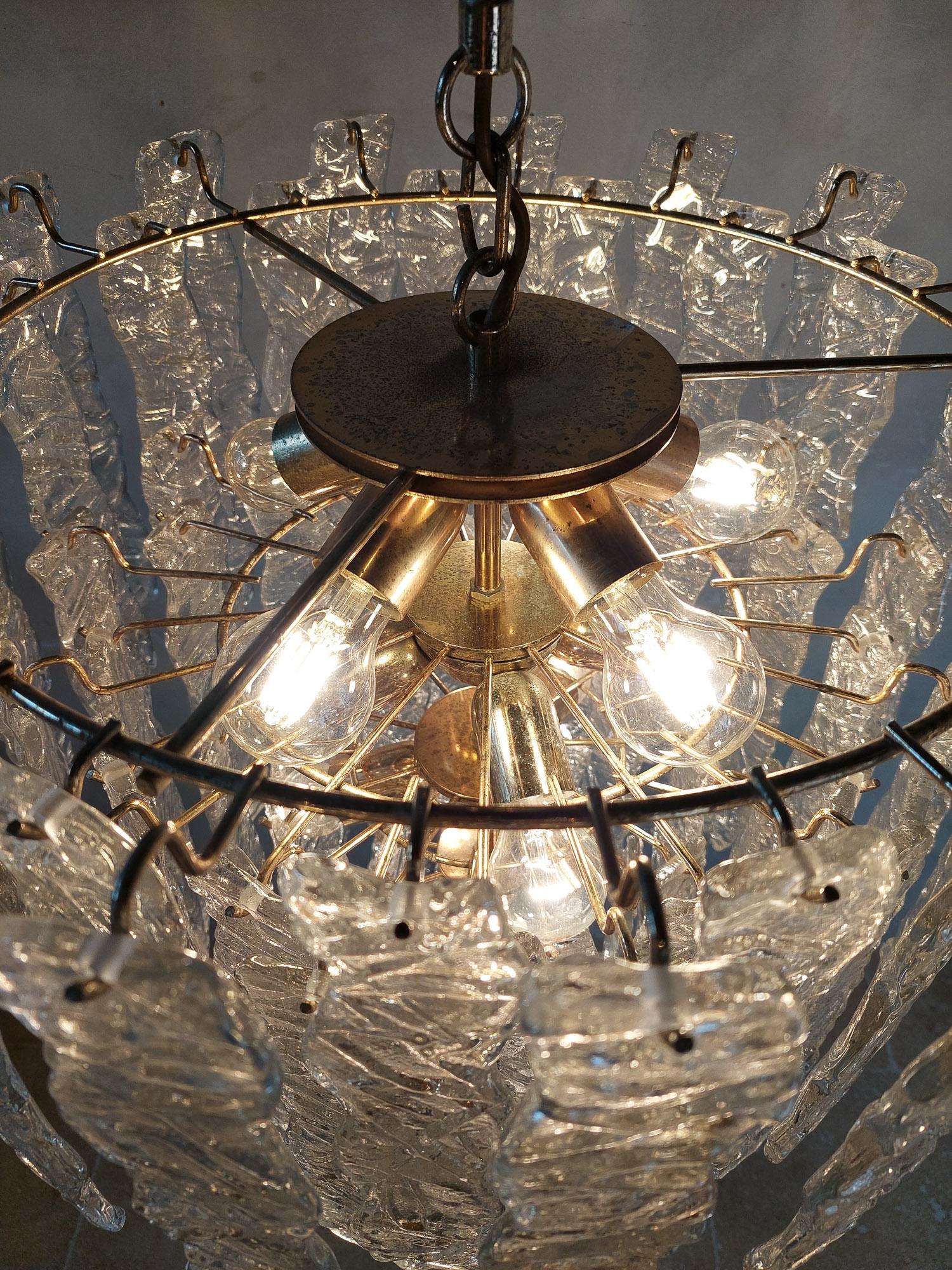 Late 20th Century Mid-Century Italian Murano Glass Chandelier by Paolo Venini For Sale