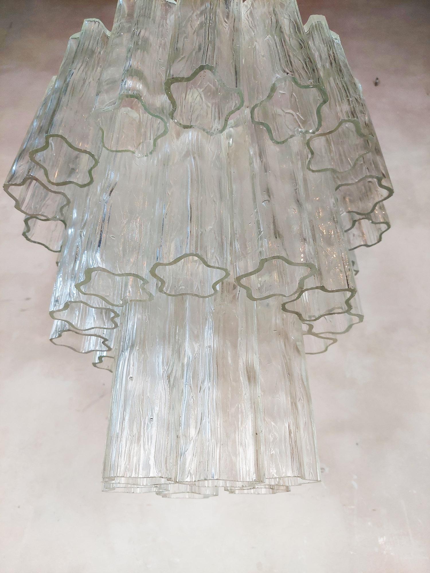 Mid-Century Modern Midcentury Italian Murano Glass Chandelier Tronchi, by Venini For Sale