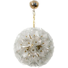 Midcentury Italian Murano Glass Floral Design Chandelier, circa 1960