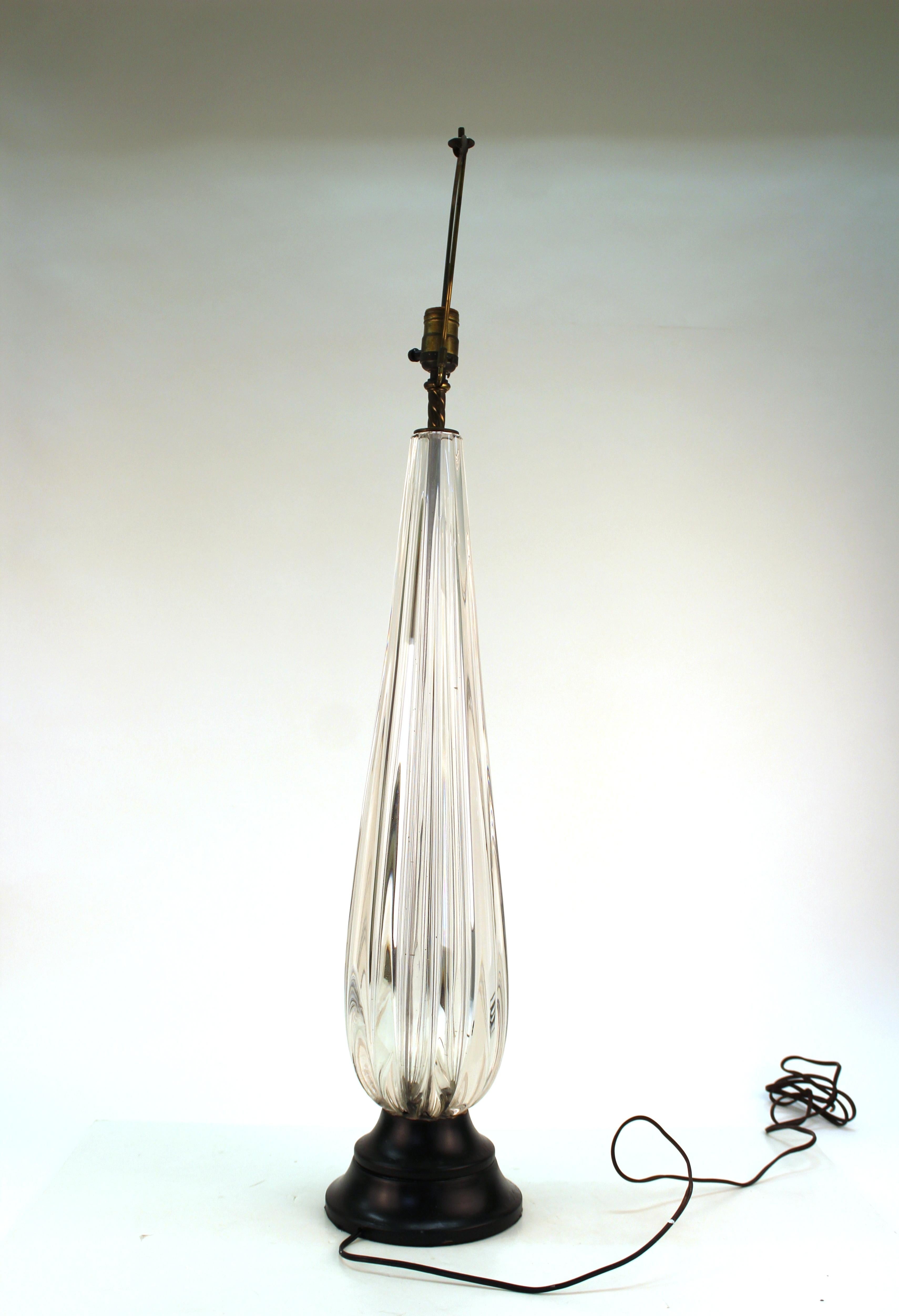 Midcentury Italian Murano Glass Table Lamp In Good Condition In New York, NY