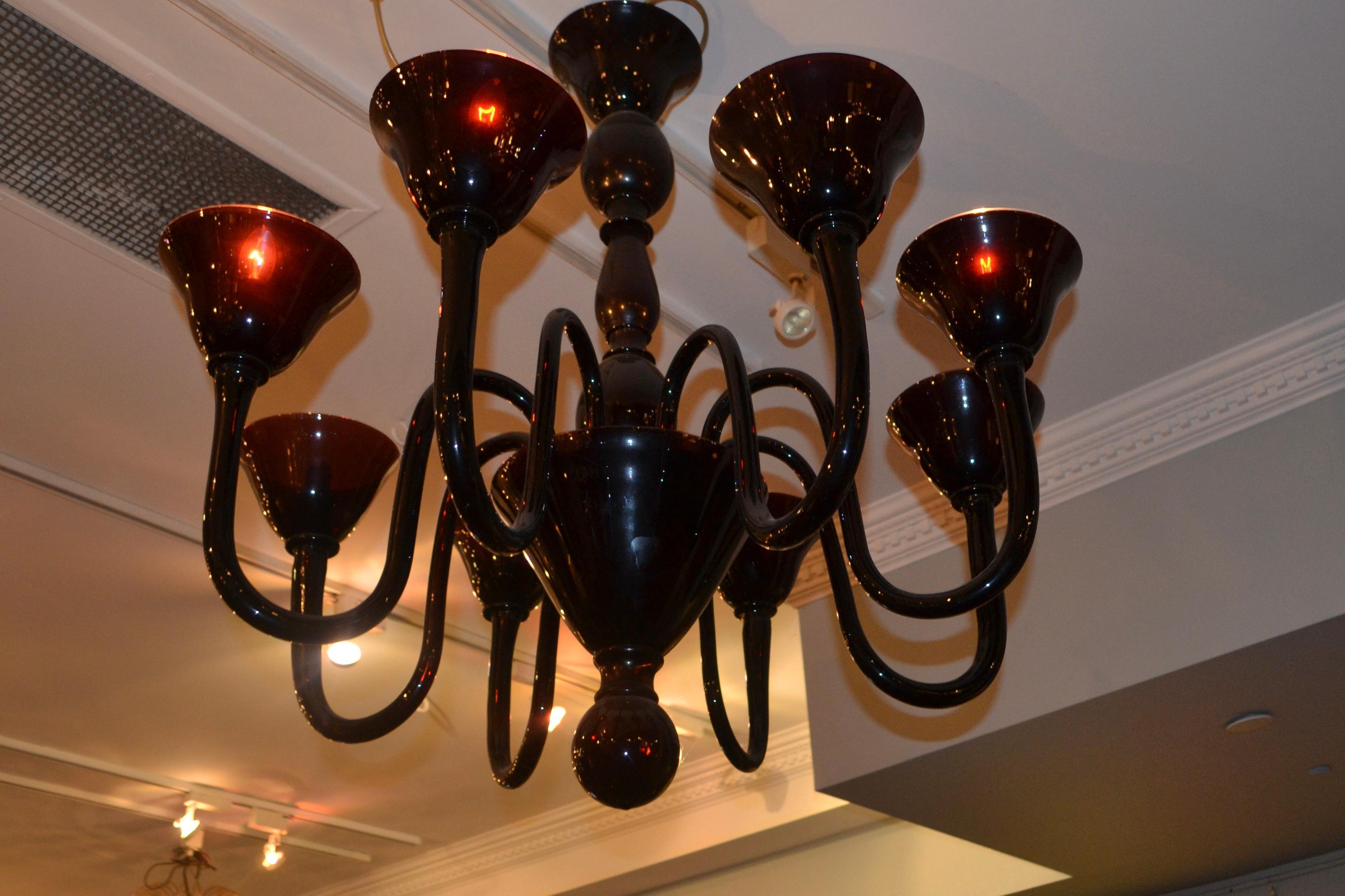 Lustre du milieu du siècle en verre de Murano avec rubis en vente 4