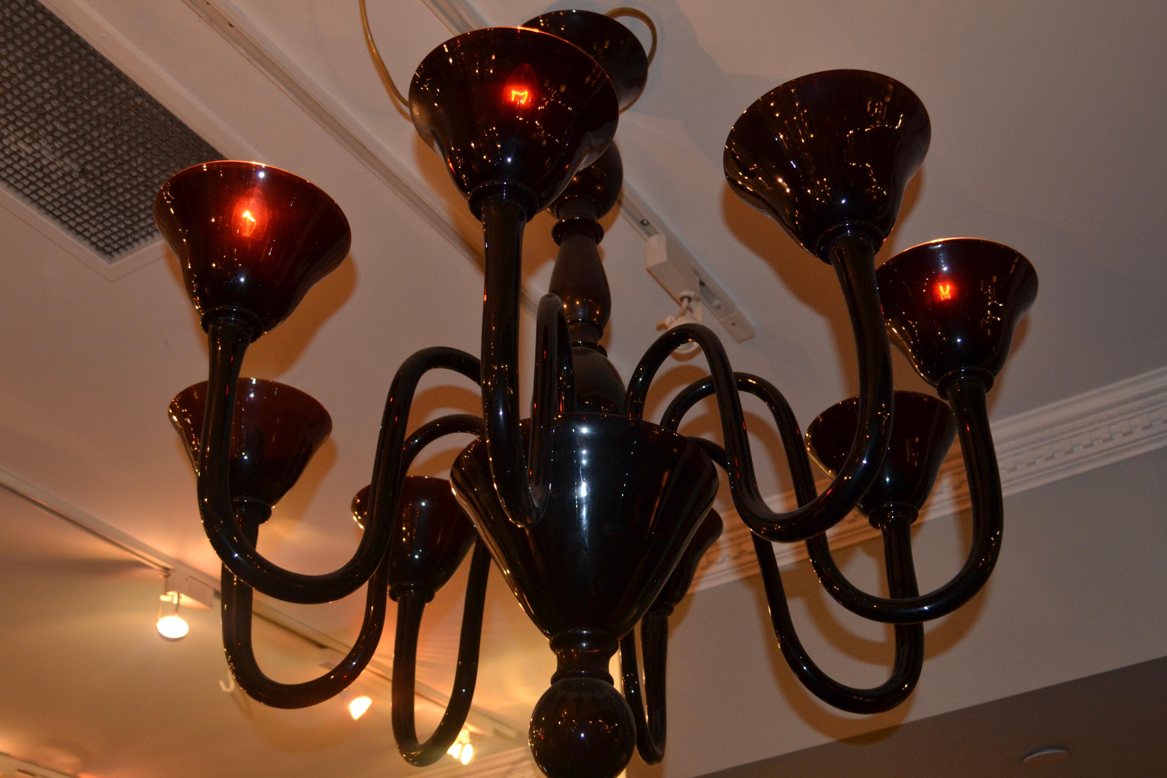 Lustre du milieu du siècle en verre de Murano avec rubis en vente 5