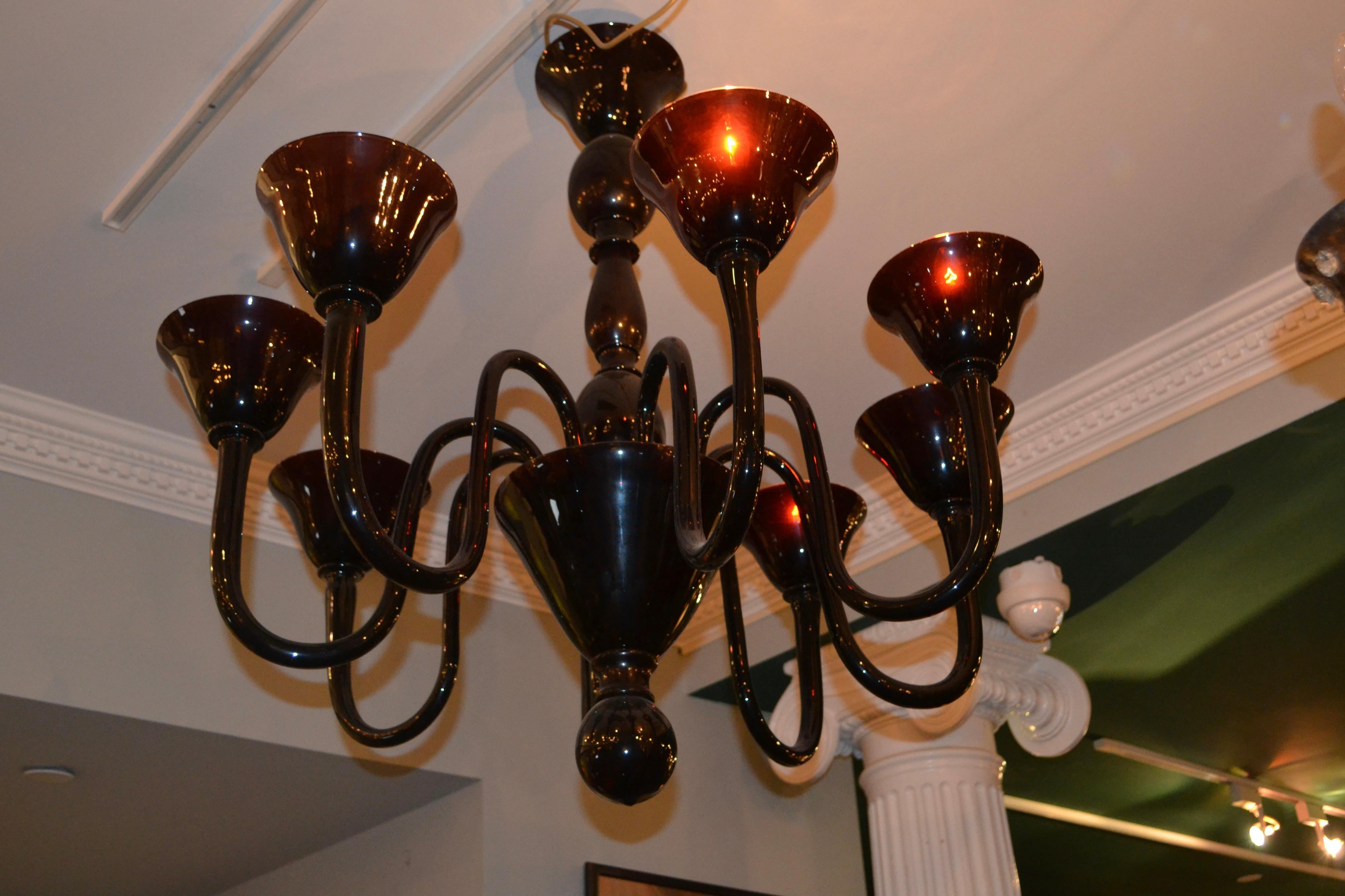 Lustre du milieu du siècle en verre de Murano avec rubis en vente 6