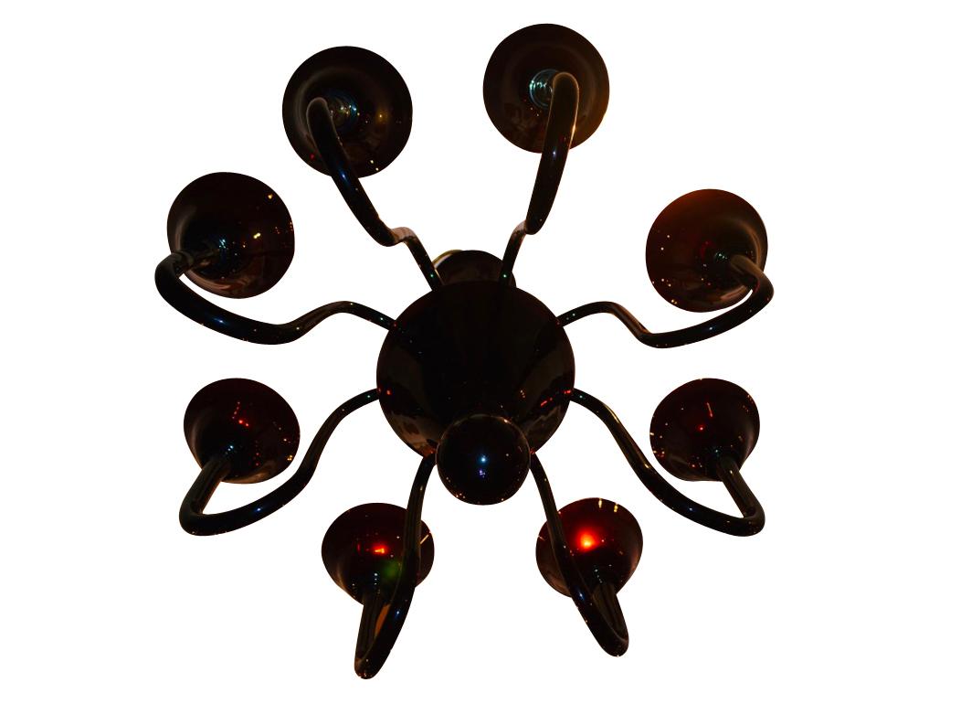 Hand-Crafted Midcentury Italian Murano Ruby Glass Chandelier For Sale