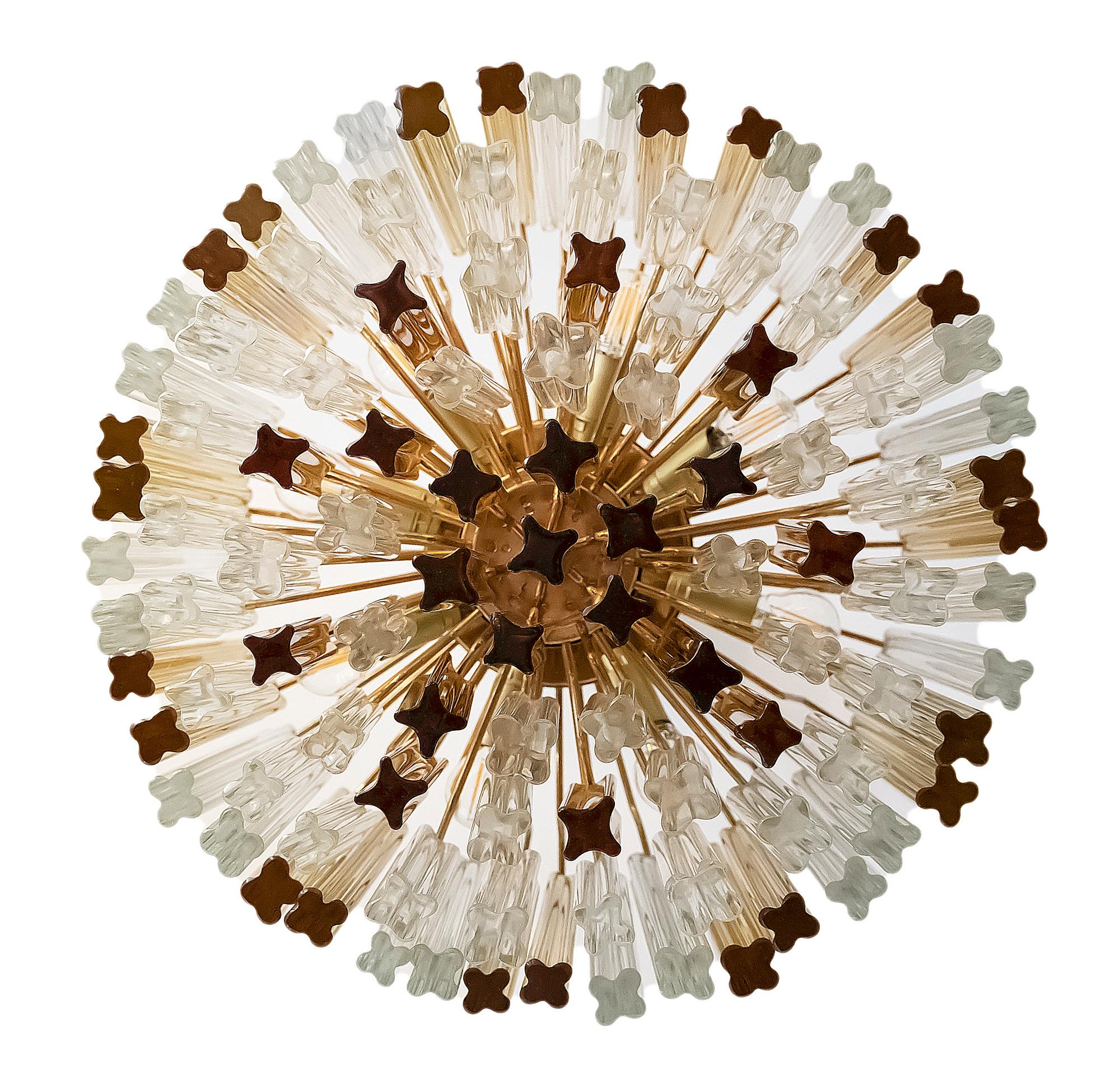 Midcentury Italian Murano Venini Glass Chandelier In Good Condition In Vilnius, LT