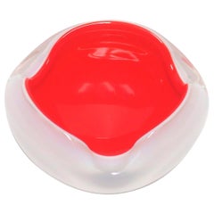 Italian Murano White and Red Art Glass Bowl