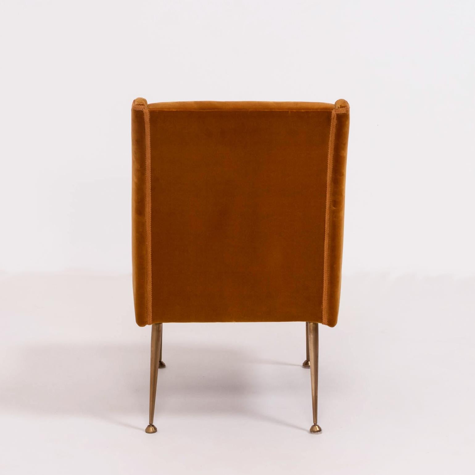 Midcentury Italian Burnt Orange Velvet Chairs, Set of 2 6