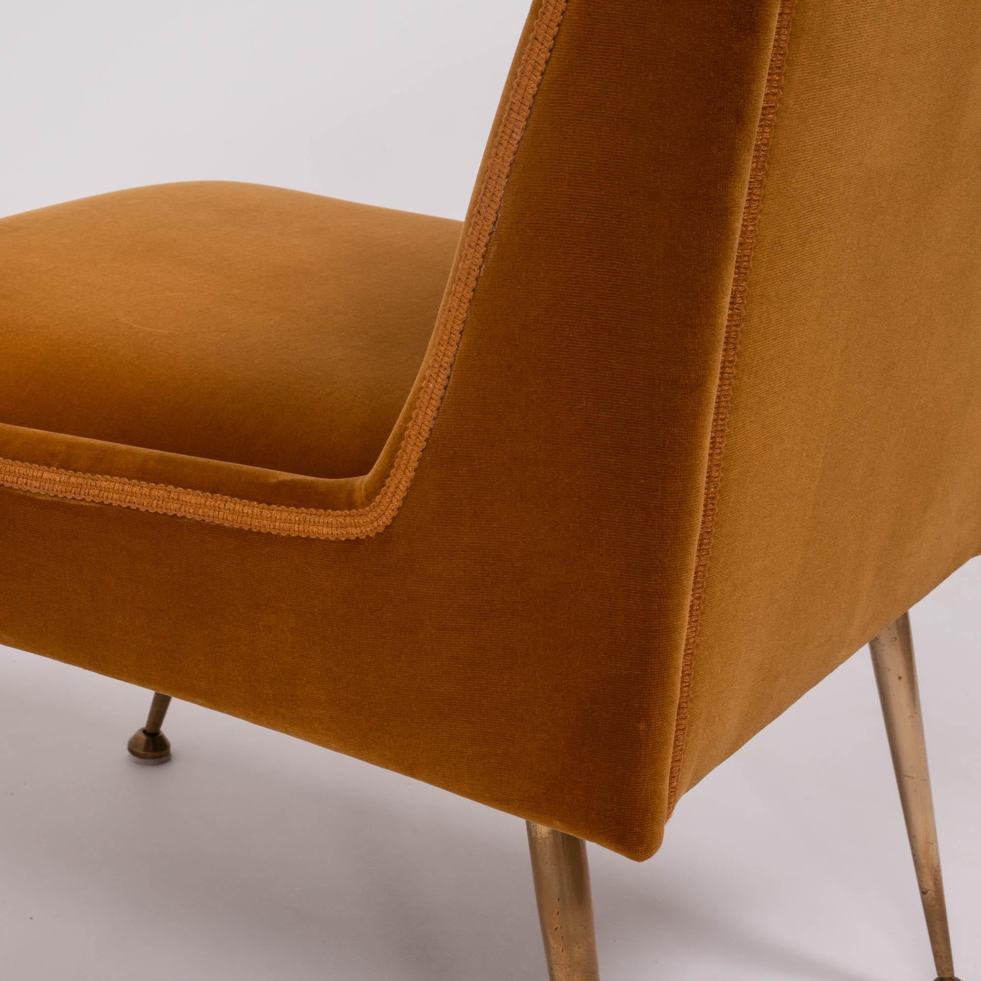 Midcentury Italian Burnt Orange Velvet Chairs, Set of 2 7