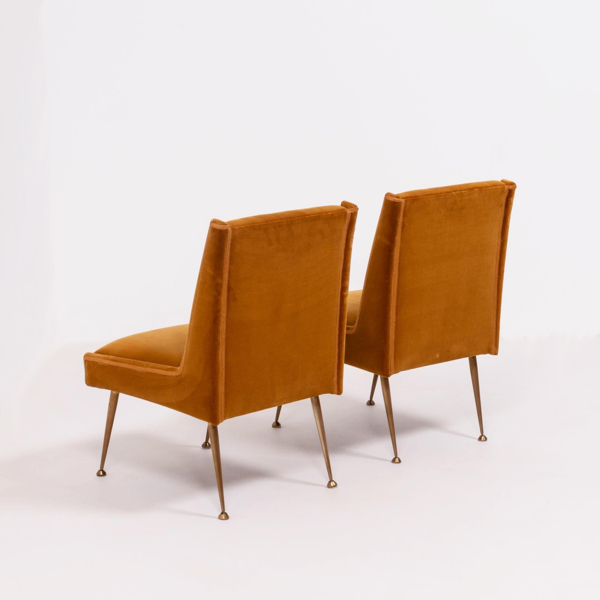 Midcentury Italian Burnt Orange Velvet Chairs, Set of 2 1