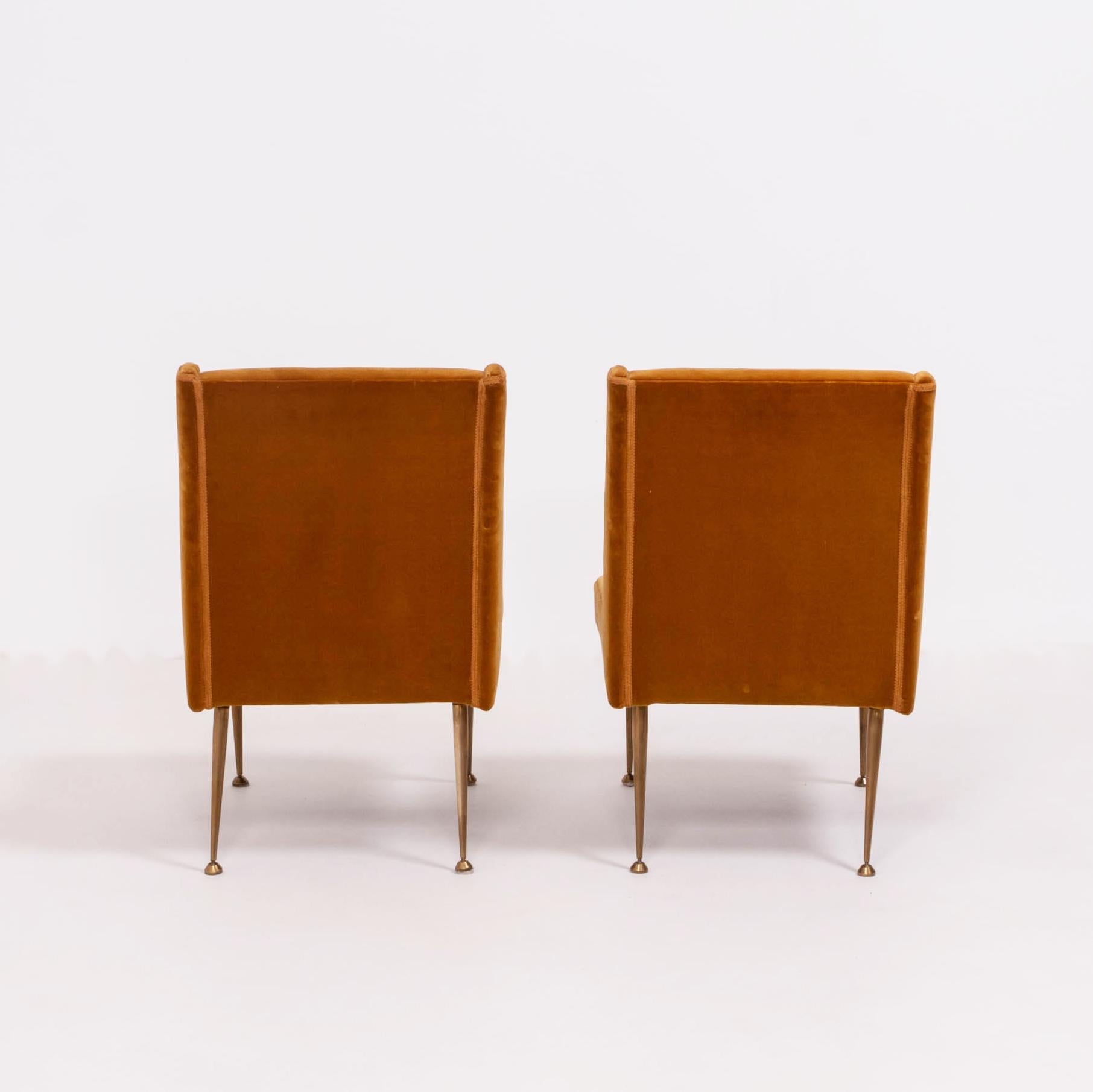 Midcentury Italian Burnt Orange Velvet Chairs, Set of 2 2