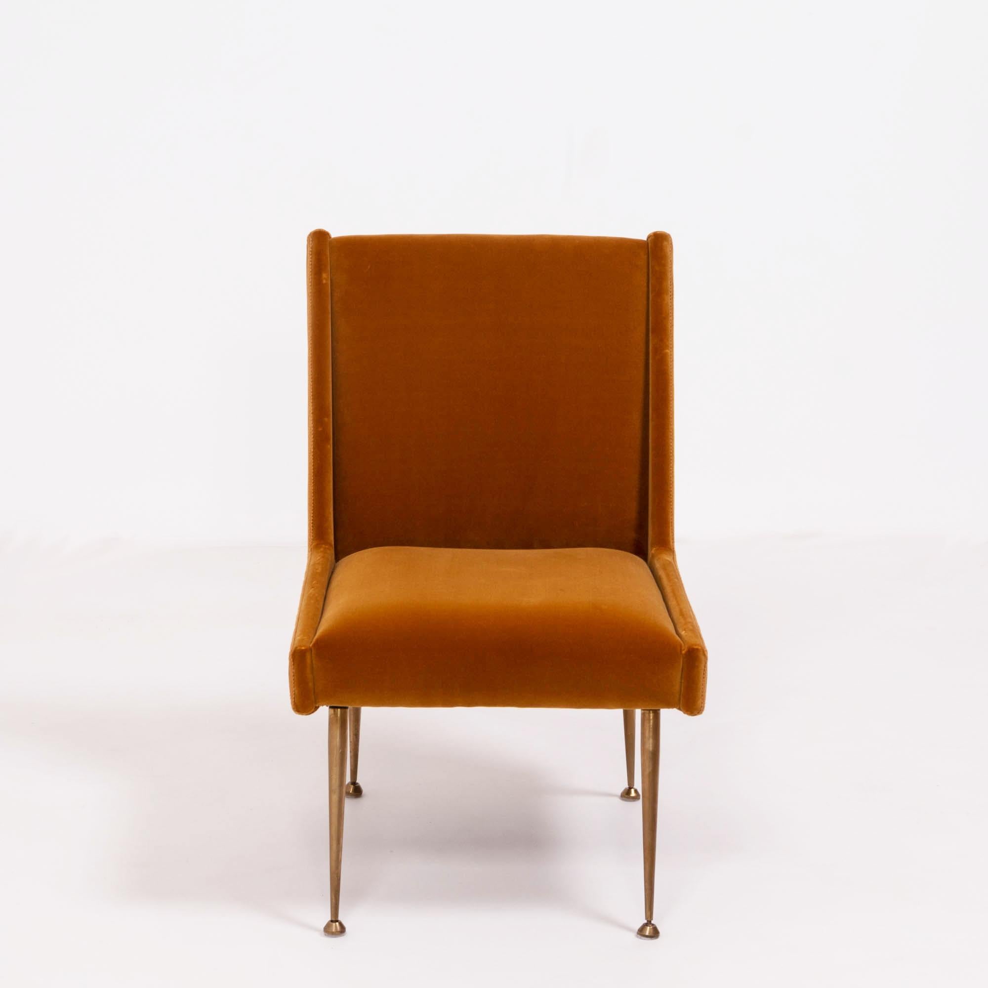 Midcentury Italian Burnt Orange Velvet Chairs, Set of 2 3
