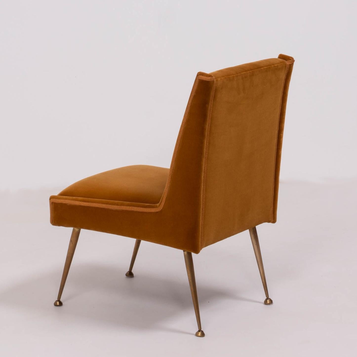 Midcentury Italian Burnt Orange Velvet Chairs, Set of 2 4